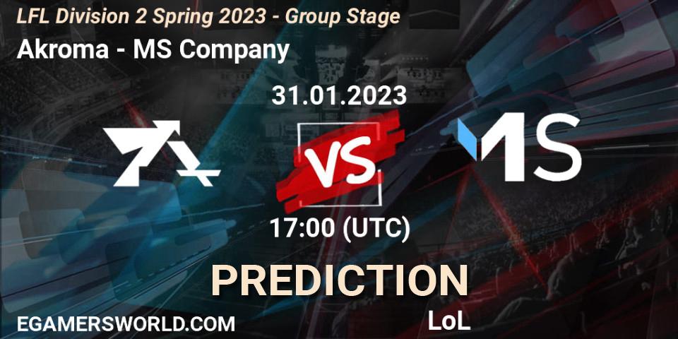 Prognose für das Spiel Akroma VS MS Company. 31.01.23. LoL - LFL Division 2 Spring 2023 - Group Stage
