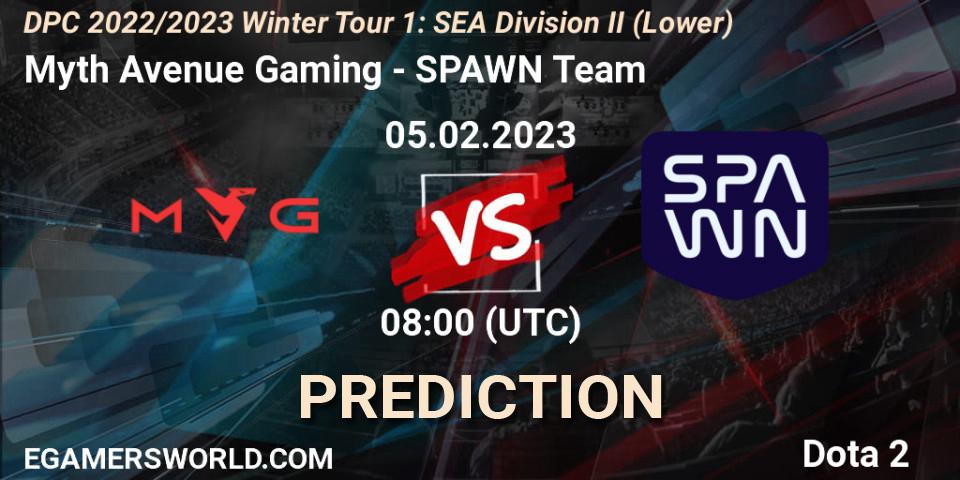 Prognose für das Spiel Myth Avenue Gaming VS SPAWN Team. 05.02.23. Dota 2 - DPC 2022/2023 Winter Tour 1: SEA Division II (Lower)