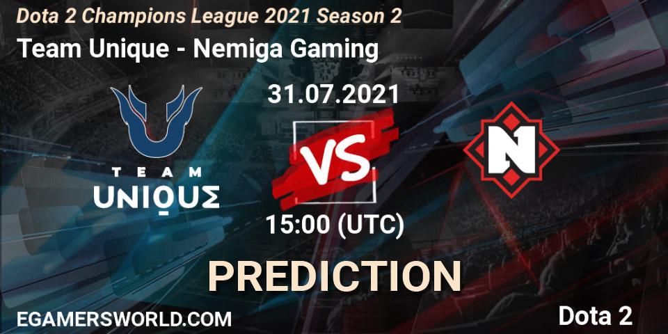Prognose für das Spiel Team Unique VS Nemiga Gaming. 01.08.21. Dota 2 - Dota 2 Champions League 2021 Season 2