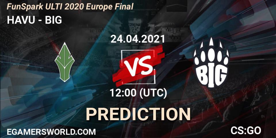 Prognose für das Spiel HAVU VS BIG. 24.04.2021 at 12:00. Counter-Strike (CS2) - Funspark ULTI 2020 Finals