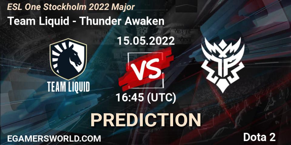 Prognose für das Spiel Team Liquid VS Thunder Awaken. 15.05.2022 at 16:35. Dota 2 - ESL One Stockholm 2022 Major