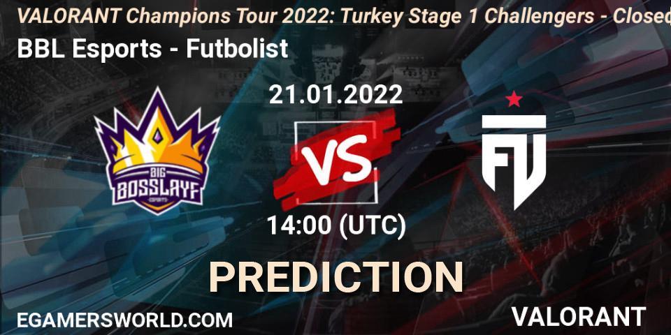 Prognose für das Spiel BBL Esports VS Futbolist. 21.01.22. VALORANT - VCT 2022: Turkey Stage 1 Challengers - Closed Qualifier 2
