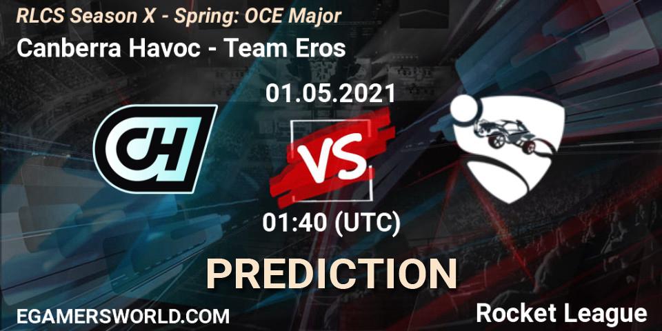 Prognose für das Spiel Canberra Havoc VS Team Eros. 01.05.21. Rocket League - RLCS Season X - Spring: OCE Major