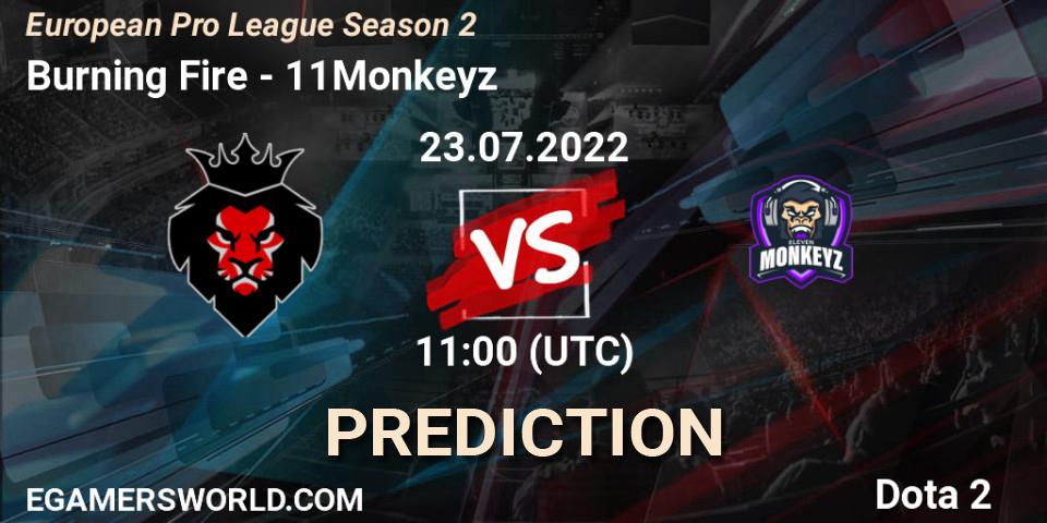 Prognose für das Spiel Burning Fire VS 11Monkeyz. 23.07.22. Dota 2 - European Pro League Season 2