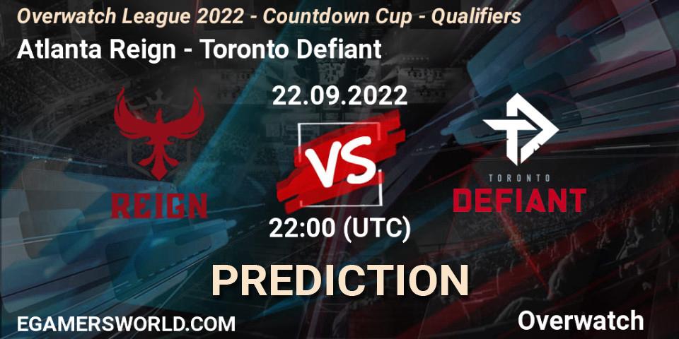 Prognose für das Spiel Atlanta Reign VS Toronto Defiant. 22.09.22. Overwatch - Overwatch League 2022 - Countdown Cup - Qualifiers