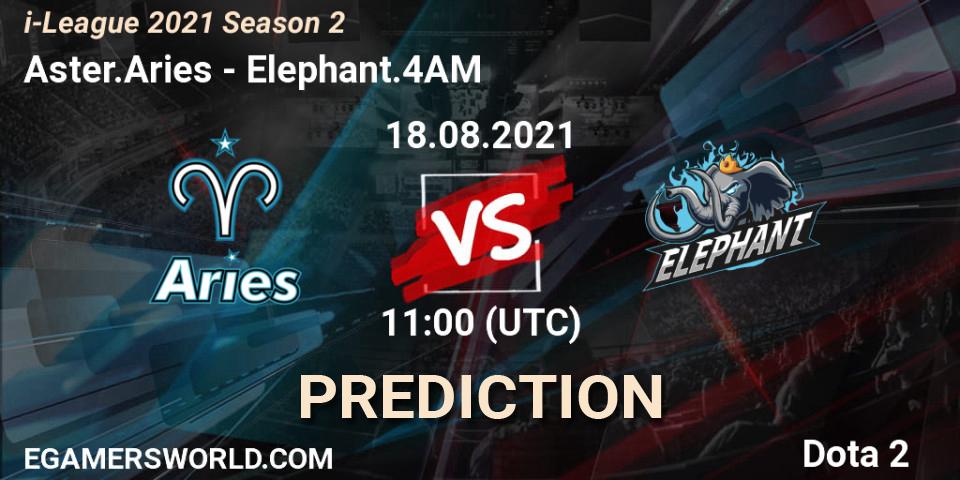 Prognose für das Spiel Aster.Aries VS Elephant.4AM. 27.08.2021 at 05:06. Dota 2 - i-League 2021 Season 2