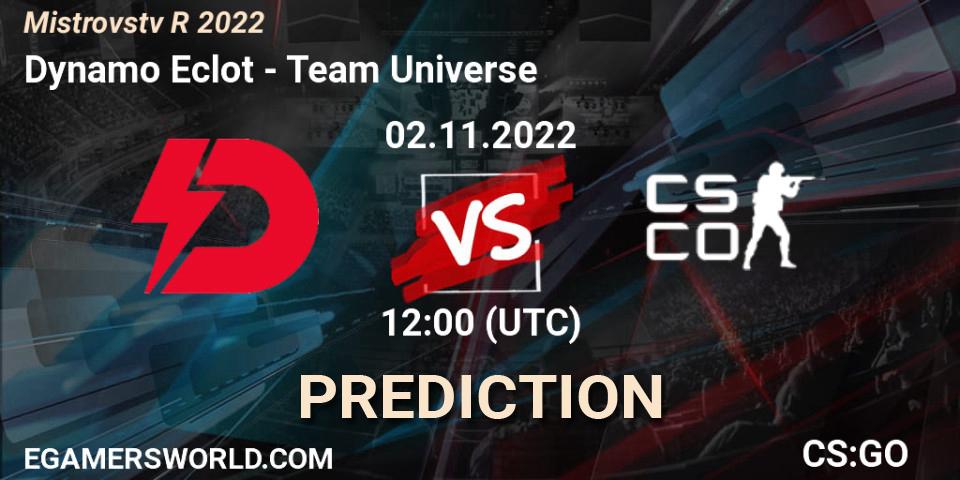 Prognose für das Spiel Dynamo Eclot VS Team Universe. 02.11.22. CS2 (CS:GO) - Mistrovství ČR 2022