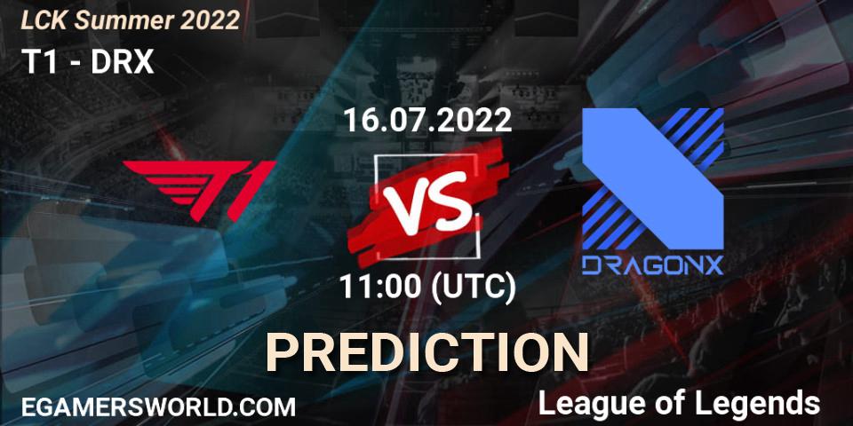 Prognose für das Spiel T1 VS DRX. 16.07.2022 at 11:00. LoL - LCK Summer 2022