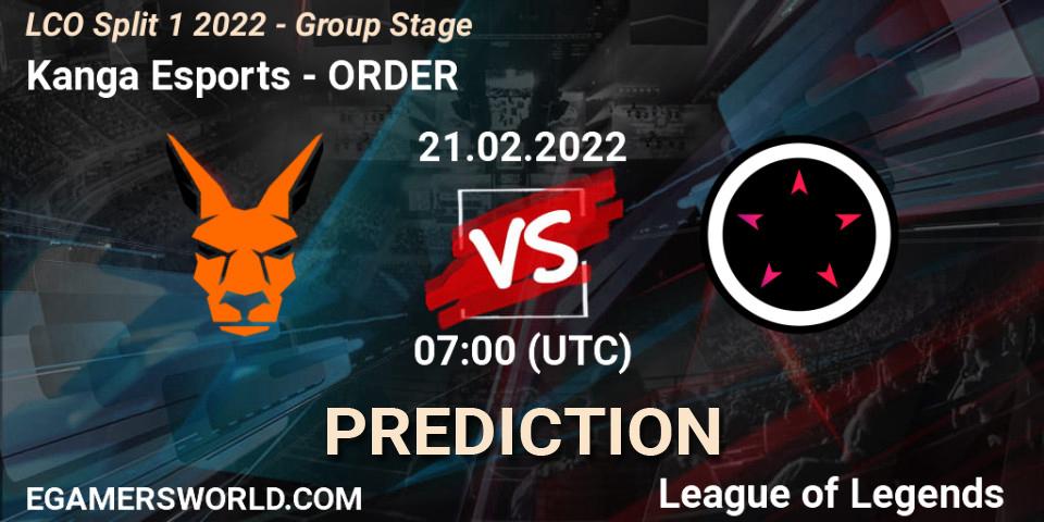 Prognose für das Spiel Kanga Esports VS ORDER. 21.02.22. LoL - LCO Split 1 2022 - Group Stage 