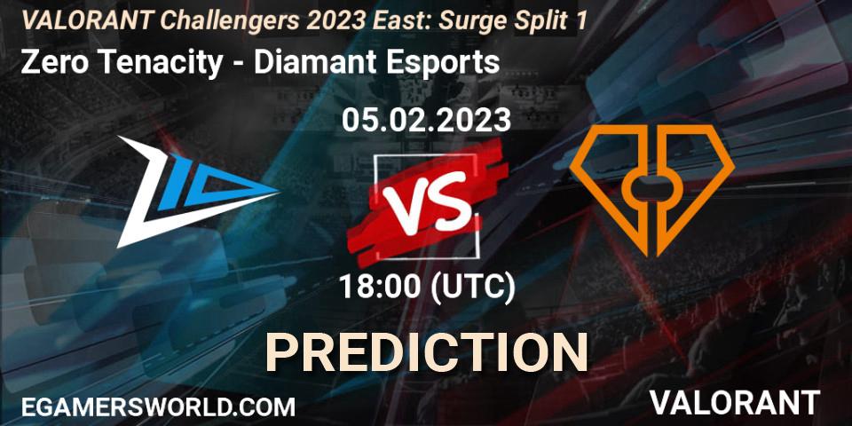 Prognose für das Spiel Zero Tenacity VS Diamant Esports. 05.02.23. VALORANT - VALORANT Challengers 2023 East: Surge Split 1