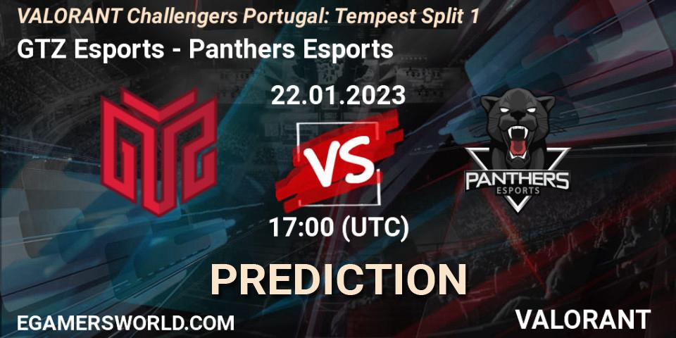 Prognose für das Spiel GTZ Esports VS Panthers Esports. 22.01.2023 at 17:45. VALORANT - VALORANT Challengers 2023 Portugal: Tempest Split 1