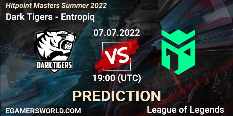 Prognose für das Spiel Dark Tigers VS Entropiq. 07.07.2022 at 19:10. LoL - Hitpoint Masters Summer 2022