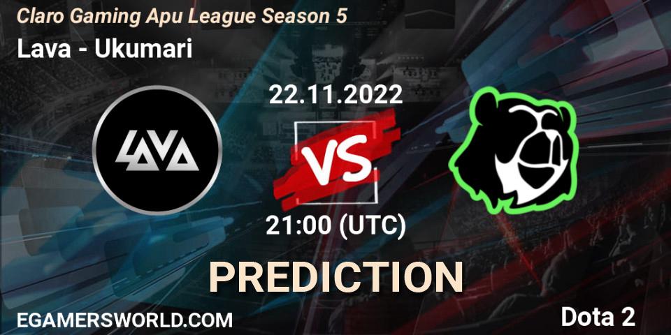 Prognose für das Spiel Lava VS Ukumari. 22.11.22. Dota 2 - Claro Gaming Apu League Season 5