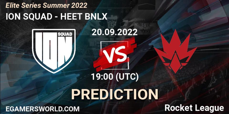 Prognose für das Spiel ION SQUAD VS HEET BNLX. 20.09.2022 at 19:00. Rocket League - Elite Series Summer 2022