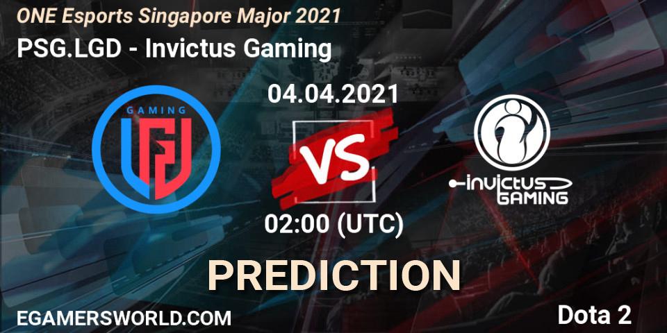 Prognose für das Spiel PSG.LGD VS Invictus Gaming. 04.04.21. Dota 2 - ONE Esports Singapore Major 2021