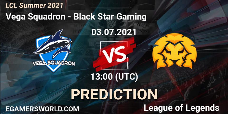 Prognose für das Spiel Vega Squadron VS Black Star Gaming. 03.07.2021 at 13:00. LoL - LCL Summer 2021
