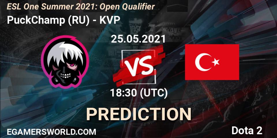 Prognose für das Spiel PuckChamp (RU) VS KVP. 25.05.21. Dota 2 - ESL One Summer 2021: Open Qualifier