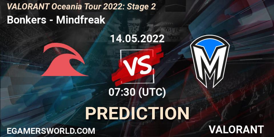 Prognose für das Spiel Bonkers VS Mindfreak. 14.05.2022 at 08:30. VALORANT - VALORANT Oceania Tour 2022: Stage 2