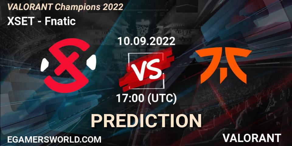 Prognose für das Spiel XSET VS Fnatic. 10.09.22. VALORANT - VALORANT Champions 2022
