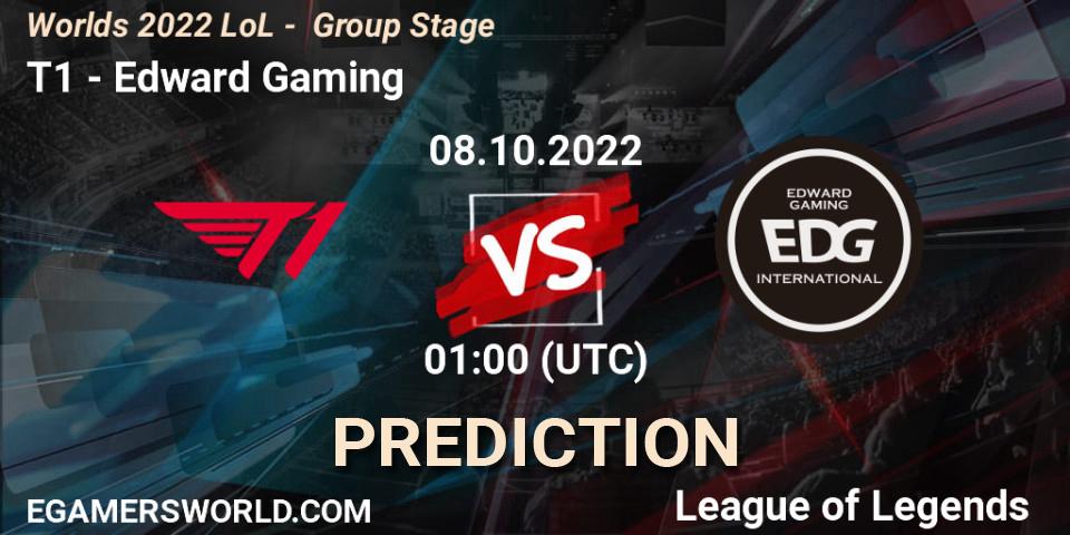 Prognose für das Spiel T1 VS Edward Gaming. 08.10.22. LoL - Worlds 2022 LoL - Group Stage