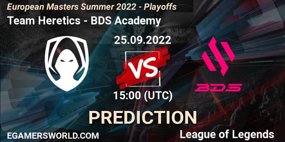 Prognose für das Spiel Team Heretics VS BDS Academy. 25.09.2022 at 15:00. LoL - European Masters Summer 2022 - Playoffs