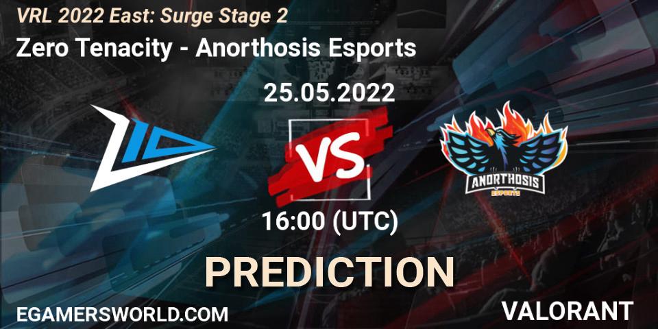 Prognose für das Spiel Zero Tenacity VS Anorthosis Esports. 25.05.2022 at 16:00. VALORANT - VRL 2022 East: Surge Stage 2