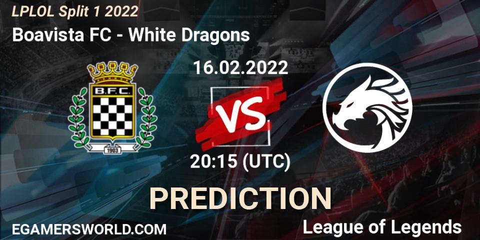 Prognose für das Spiel Boavista FC VS White Dragons. 16.02.2022 at 20:15. LoL - LPLOL Split 1 2022
