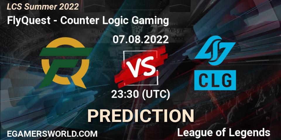 Prognose für das Spiel FlyQuest VS Counter Logic Gaming. 07.08.2022 at 19:30. LoL - LCS Summer 2022