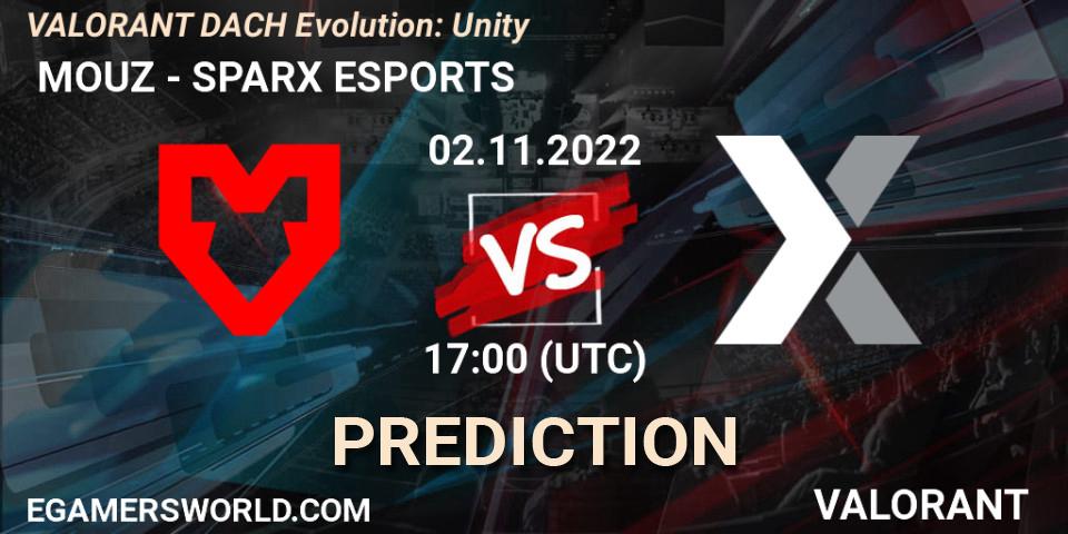Prognose für das Spiel MOUZ VS SPARX ESPORTS. 02.11.22. VALORANT - VALORANT DACH Evolution: Unity