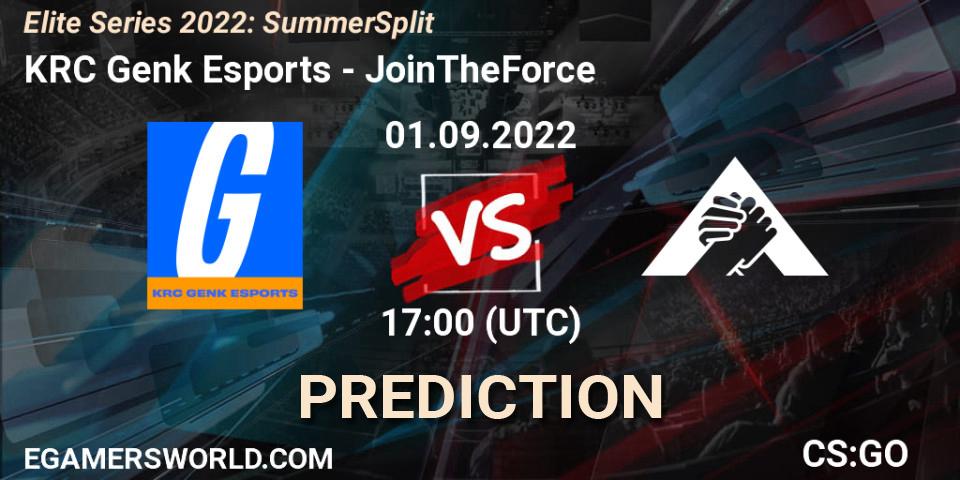 Prognose für das Spiel KRC Genk Esports VS JoinTheForce. 01.09.2022 at 17:00. Counter-Strike (CS2) - Elite Series 2022: Summer Split