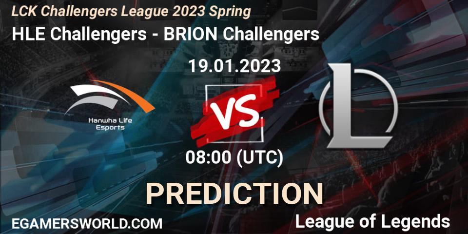 Prognose für das Spiel HLE Challengers VS Brion Esports Challengers. 19.01.2023 at 08:00. LoL - LCK Challengers League 2023 Spring