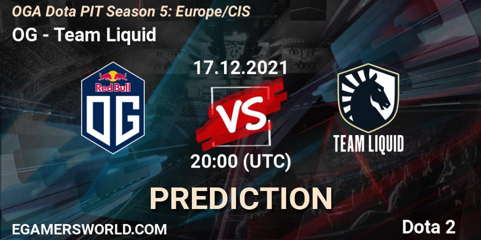 Prognose für das Spiel OG VS Team Liquid. 17.12.2021 at 19:20. Dota 2 - OGA Dota PIT Season 5: Europe/CIS