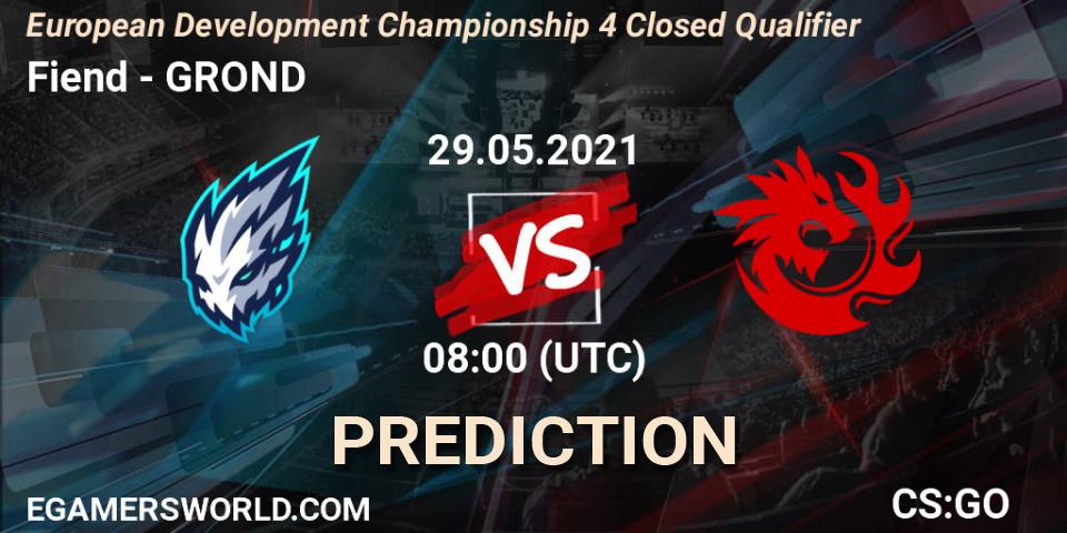 Prognose für das Spiel Fiend VS GROND. 29.05.2021 at 08:00. Counter-Strike (CS2) - European Development Championship 4 Closed Qualifier