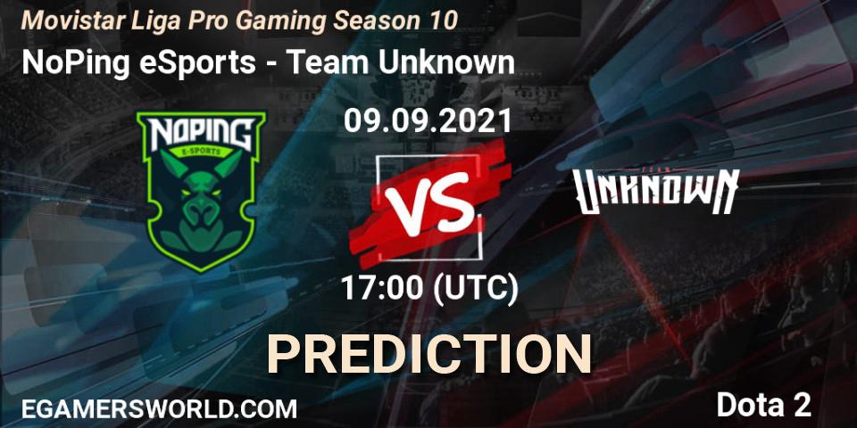 Prognose für das Spiel NoPing eSports VS Team Unknown. 09.09.21. Dota 2 - Movistar Liga Pro Gaming Season 10
