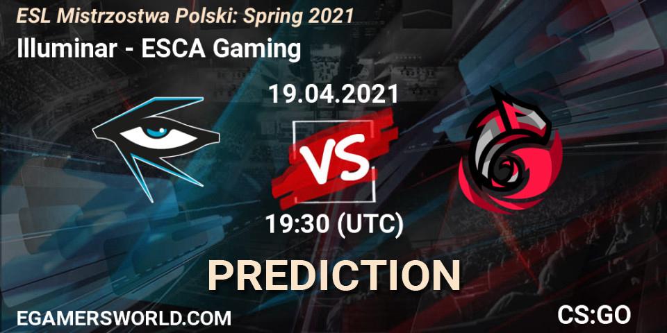 Prognose für das Spiel Illuminar VS ESCA Gaming. 27.04.2021 at 15:30. Counter-Strike (CS2) - ESL Mistrzostwa Polski: Spring 2021