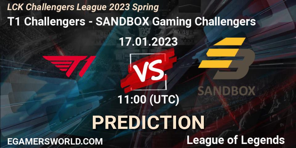 Prognose für das Spiel T1 Challengers VS SANDBOX Gaming Challengers. 17.01.2023 at 11:25. LoL - LCK Challengers League 2023 Spring