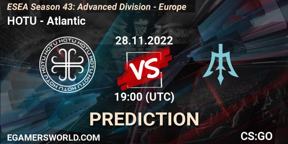 Prognose für das Spiel HOTU VS Atlantic. 28.11.22. CS2 (CS:GO) - ESEA Season 43: Advanced Division - Europe