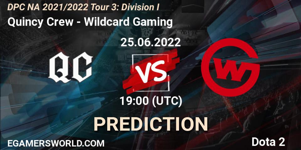 Prognose für das Spiel Quincy Crew VS Wildcard Gaming. 25.06.22. Dota 2 - DPC NA 2021/2022 Tour 3: Division I