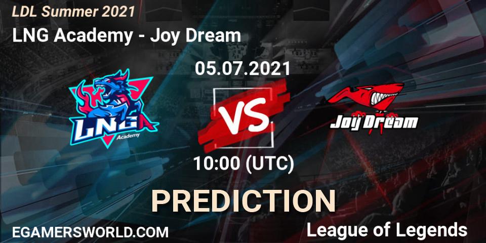 Prognose für das Spiel LNG Academy VS Joy Dream. 05.07.2021 at 10:30. LoL - LDL Summer 2021