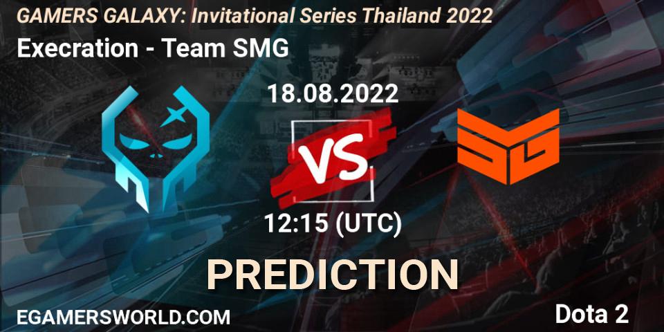 Prognose für das Spiel Execration VS Team SMG. 18.08.2022 at 11:35. Dota 2 - GAMERS GALAXY: Invitational Series Thailand 2022