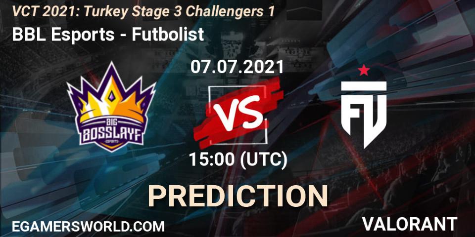 Prognose für das Spiel BBL Esports VS Futbolist. 07.07.2021 at 15:00. VALORANT - VCT 2021: Turkey Stage 3 Challengers 1