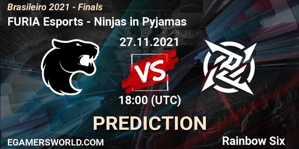 Prognose für das Spiel FURIA Esports VS Ninjas in Pyjamas. 27.11.2021 at 19:00. Rainbow Six - Brasileirão 2021 - Finals