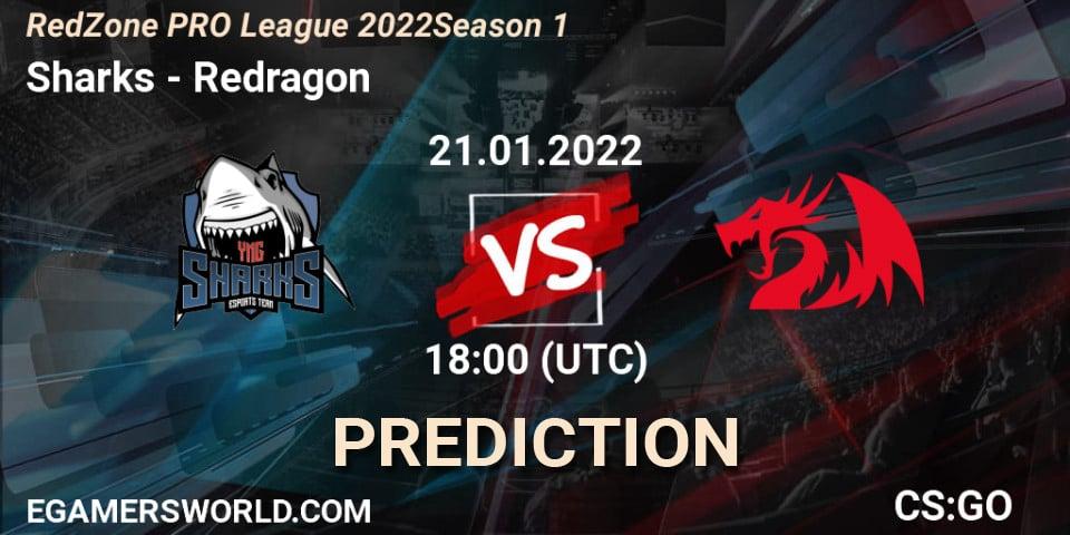 Prognose für das Spiel Sharks VS Redragon. 21.01.2022 at 18:00. Counter-Strike (CS2) - RedZone PRO League 2022 Season 1