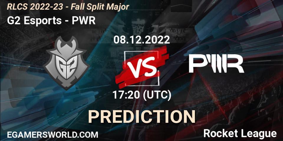 Prognose für das Spiel G2 Esports VS PWR. 08.12.2022 at 17:15. Rocket League - RLCS 2022-23 - Fall Split Major