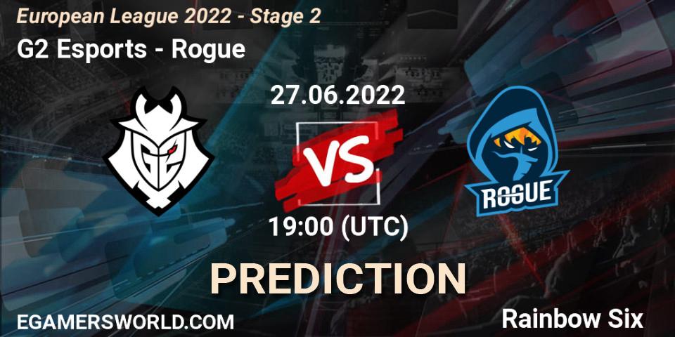 Prognose für das Spiel G2 Esports VS Rogue. 27.06.22. Rainbow Six - European League 2022 - Stage 2