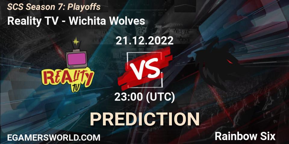 Prognose für das Spiel Reality TV VS Wichita Wolves. 21.12.2022 at 23:00. Rainbow Six - SCS Season 7: Playoffs
