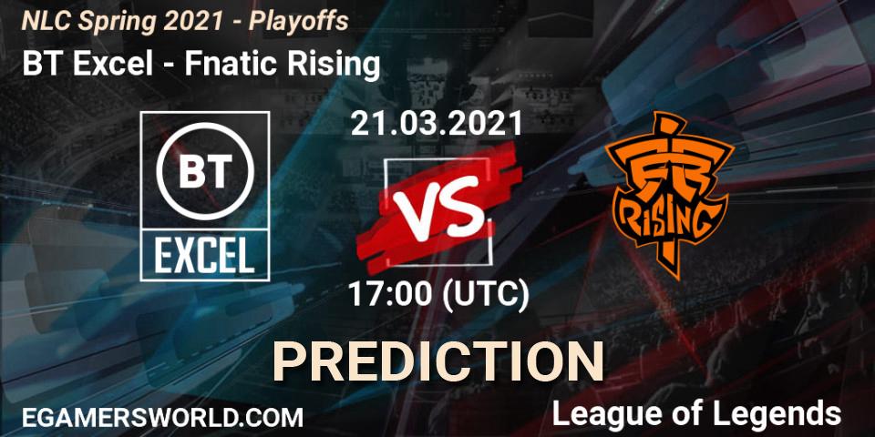 Prognose für das Spiel BT Excel VS Fnatic Rising. 21.03.2021 at 17:00. LoL - NLC Spring 2021 - Playoffs