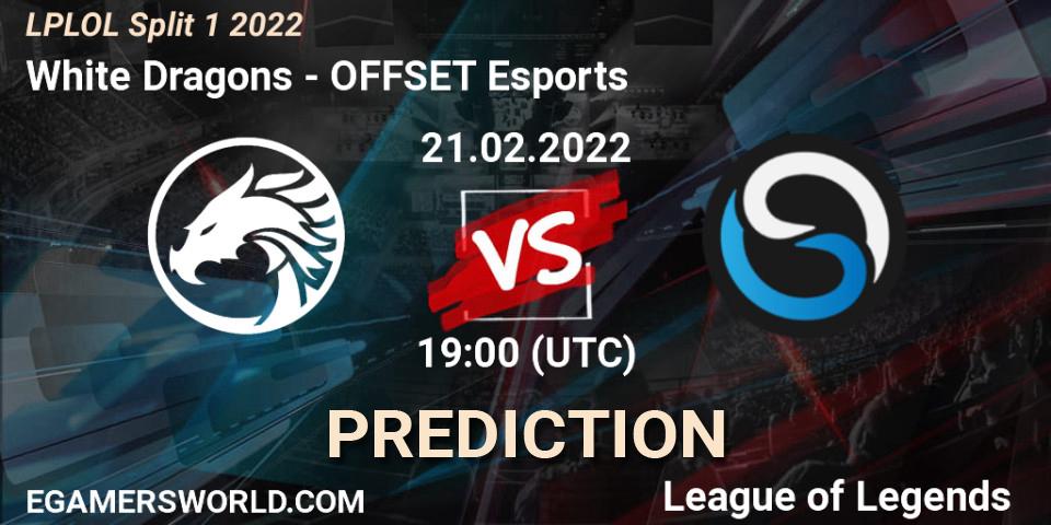 Prognose für das Spiel White Dragons VS OFFSET Esports. 21.02.2022 at 19:00. LoL - LPLOL Split 1 2022