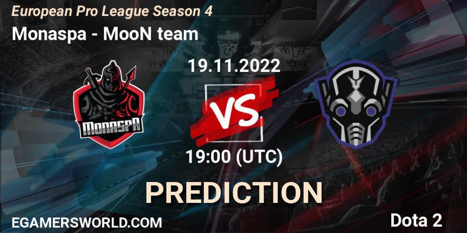 Prognose für das Spiel Monaspa VS MooN team. 19.11.22. Dota 2 - European Pro League Season 4
