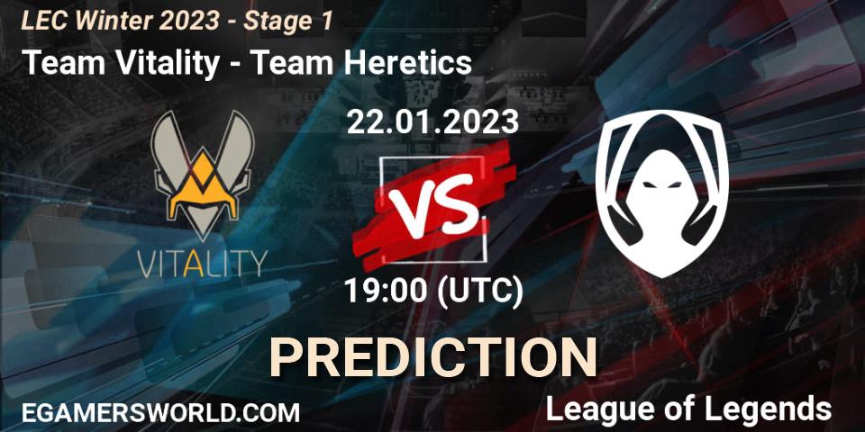 Prognose für das Spiel Team Vitality VS Team Heretics. 22.01.23. LoL - LEC Winter 2023 - Stage 1